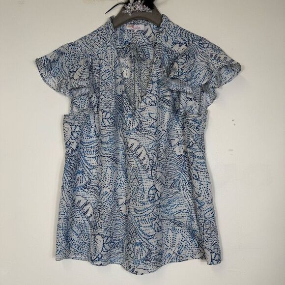 Parker Blue Printed Exie Blouse - Picture 4 of 8